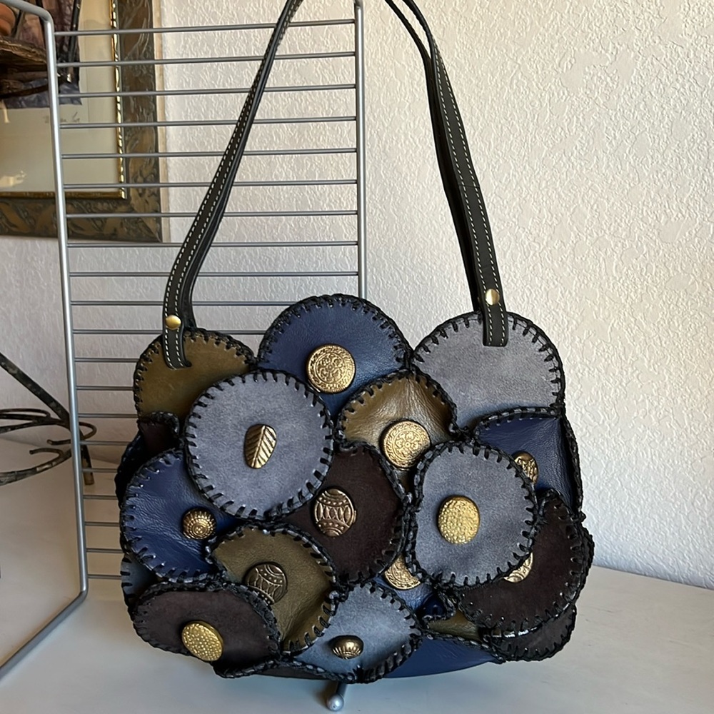 Firenze Bella leather suede embellished bag NEW